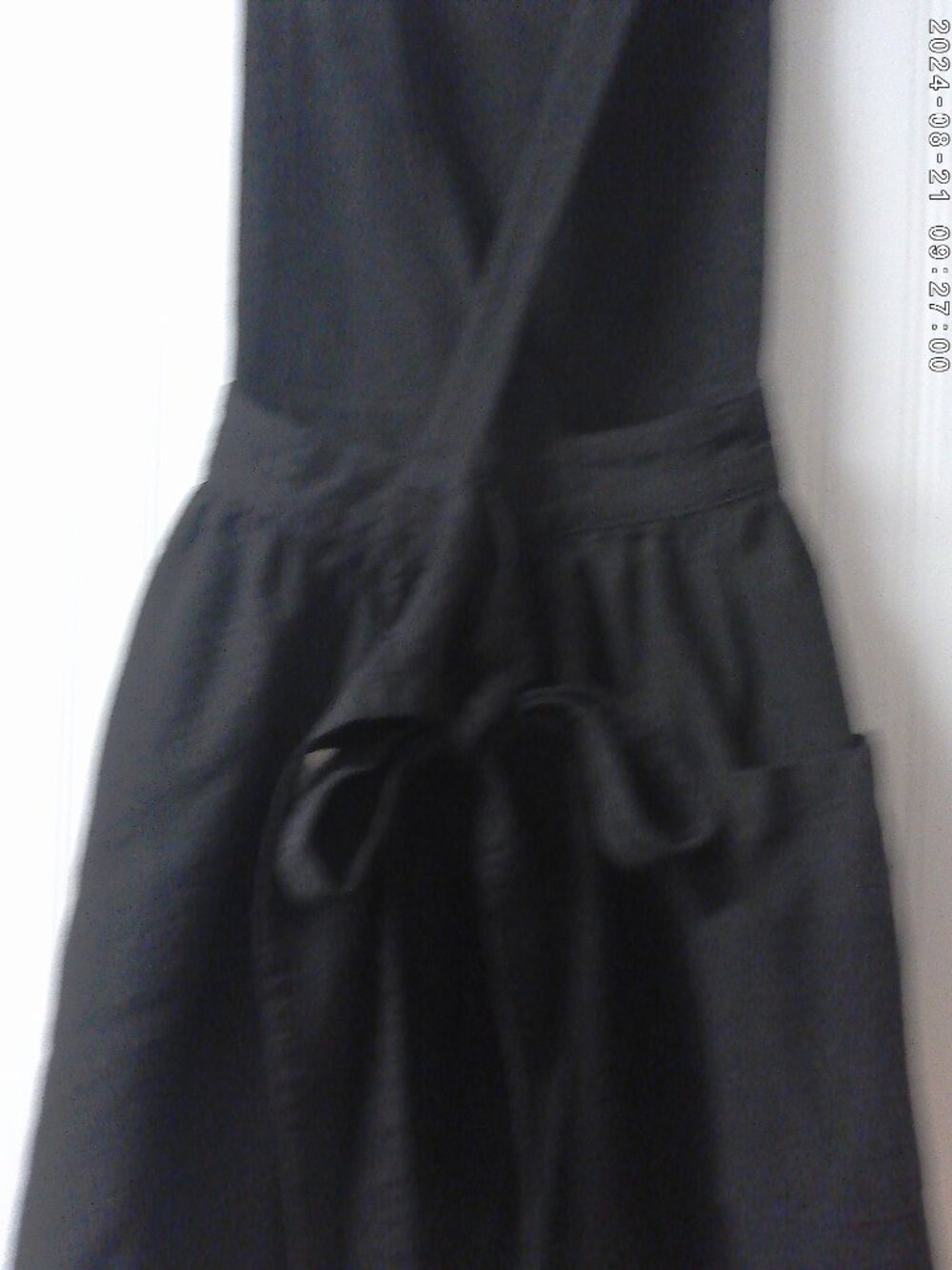 Black Cotton Linen Apron One Size Kitchen Barista Bakery NWOT Handmade - Picture 3 of 10